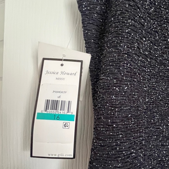 NEW JESSICA HOWARD WOMEN'S SPARKLE SHEATH PARTY DRESS (DK Gray and Silver) SZ 16 - Picture 6 of 10